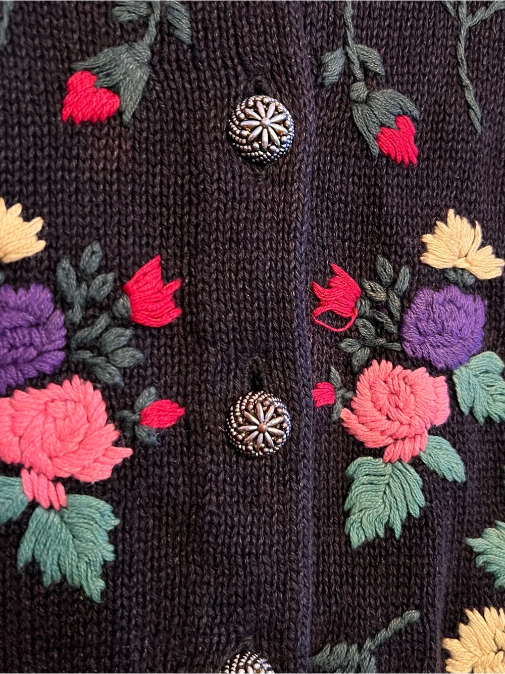 Vintage Sostanza Floral Embroidered Sweater Vest Small Cottagecore - Picture 6 of 7